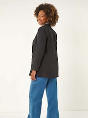 Roman Black Double Breasted Collar & Revere 100% Cotton Jacket - Image 3 of 5