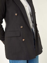 Roman Black Double Breasted Collar & Revere 100% Cotton Jacket - Image 5 of 5
