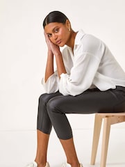 Roman Black Coated Crop Denim Leggings - Image 1 of 5