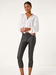 Roman Black Coated Crop Denim Leggings - Image 2 of 5