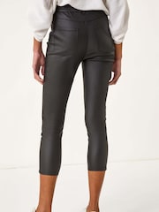 Roman Black Coated Crop Denim Leggings - Image 3 of 5