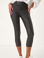 Roman Black Coated Crop Denim Leggings - Image 4 of 5