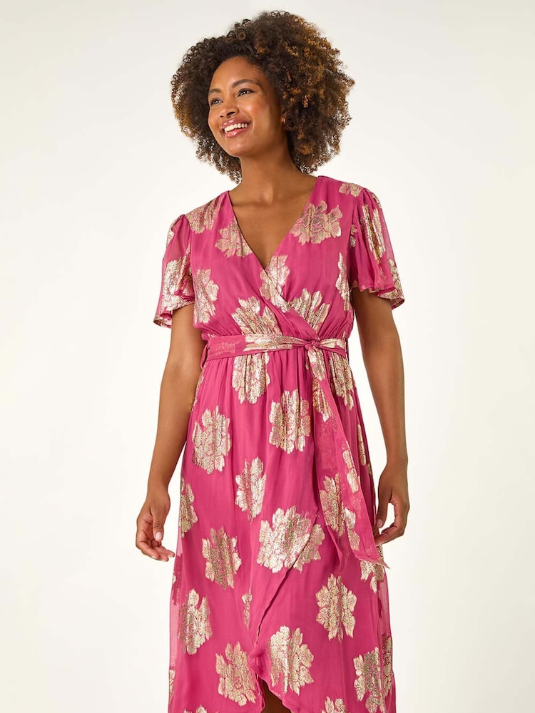 Rosa - Roman Jacquard Midi Wrap Dress - Imagen 2 de 5 Rosa - Roman Jacquard Midi Wrap Dress - Imagen 2 de 5