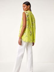Roman Green Daisy Print V-Neck 100% Cotton Vest - Image 3 of 5