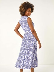 Roman Blue Circle Print Shirt Dress - Image 2 of 5