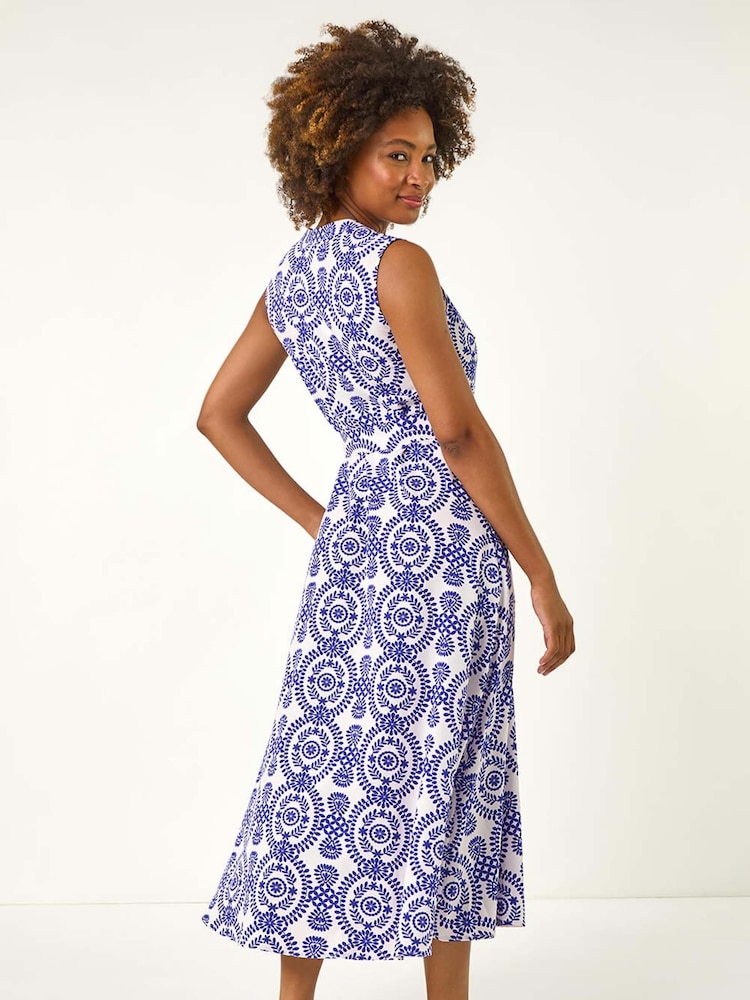 Roman Blue Circle Print Shirt Dress - Image 2 of 5