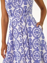 Roman Blue Circle Print Shirt Dress - Image 5 of 5