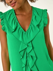 Roman Green V-Neck Ruffle Front Vest Top - Image 5 of 5