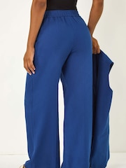Roman Blue Smart Twill Wide Leg Pocket 100% Cotton Trousers - Image 3 of 5