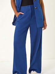 Roman Blue Smart Twill Wide Leg Pocket 100% Cotton Trousers - Image 4 of 5