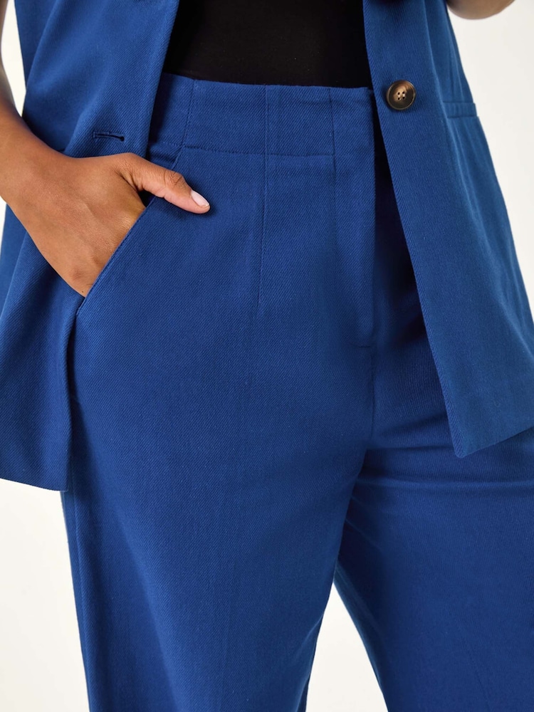 Roman Blue Smart Twill Wide Leg Pocket 100% Cotton Trousers - Image 5 of 5