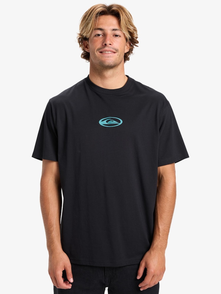 Quiksilver Black Welcome All Short Sleeve Front Graphic Print Logo T-Shirt - Image 1 of 7