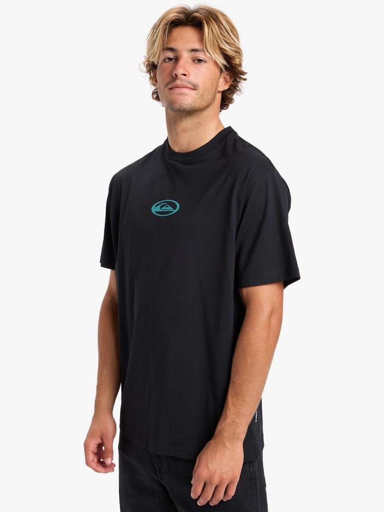 Quiksilver Black Welcome All Short Sleeve Front Graphic Print Logo T-Shirt - Image 2 of 7