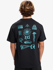 Quiksilver Black Welcome All Short Sleeve Front Graphic Print Logo T-Shirt - Image 3 of 7