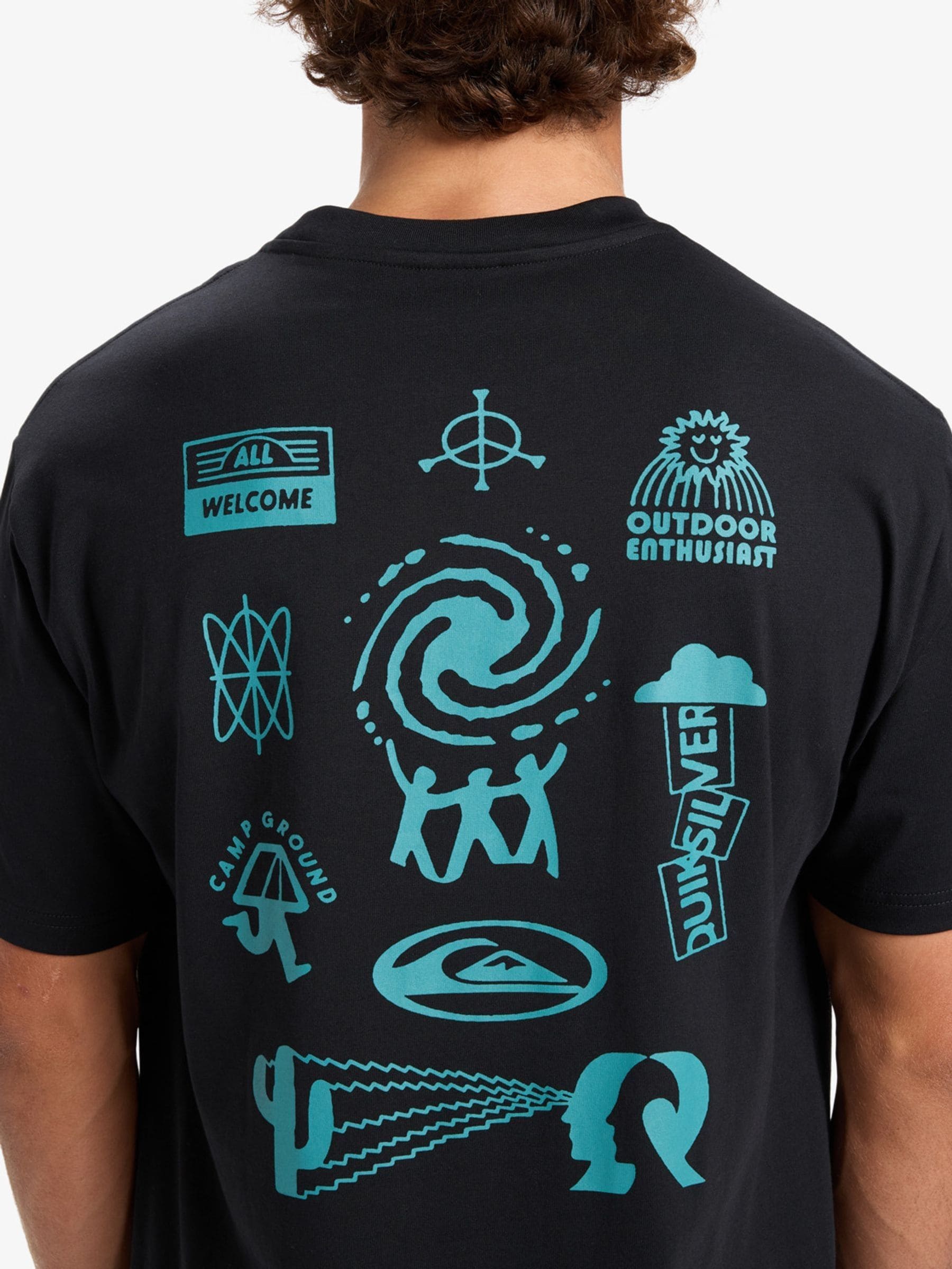 Buy Quiksilver Black Welcome All Short Sleeve Backprint Graphic
