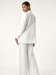 Roman White Double Breasted Collar & Revere 100% Cotton Jacket - Image 3 of 5