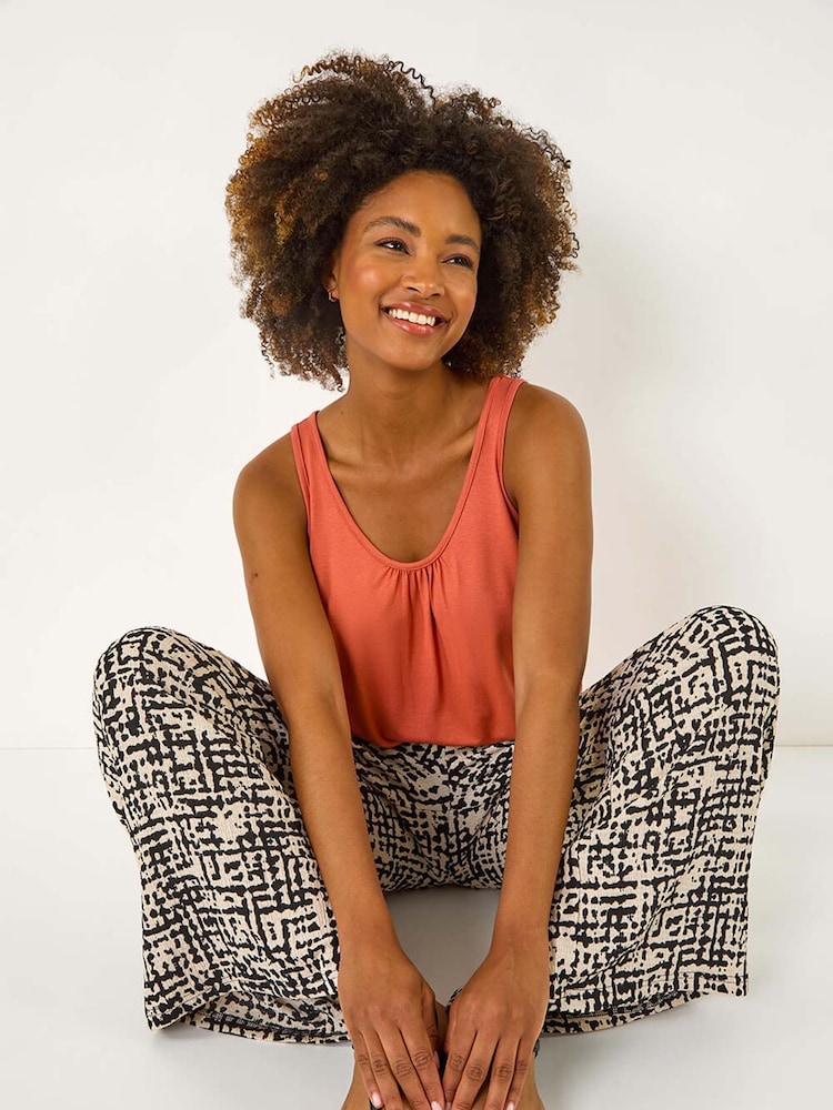 Roman Red Plain V-Neck Stretch Jersey Vest Top - Image 1 of 5