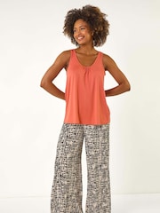Roman Red Plain V-Neck Stretch Jersey Vest Top - Image 2 of 5