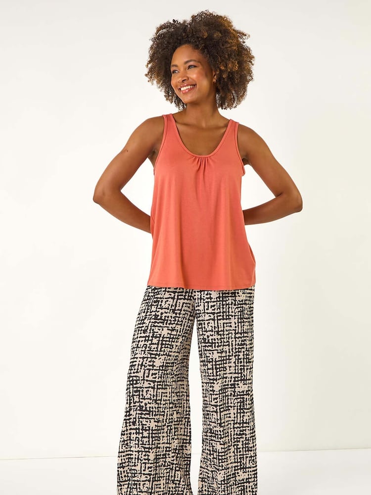 Roman Red Plain V-Neck Stretch Jersey Vest Top - Image 2 of 5