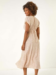Roman Pink Ditsy Lace Trim Midi Dress - Image 3 of 5