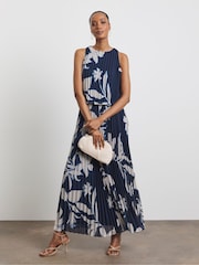 Joanna Hope Blue Pleated Dress - Image 1 of 4