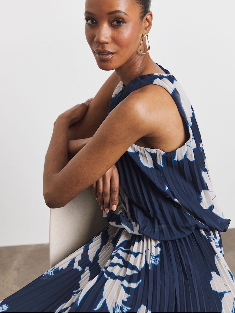Joanna Hope Blue Pleated Dress - Image 4 of 4