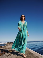 Joanna Hope Green Pleated Maxi Dress - Image 1 of 4