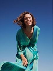 Joanna Hope Green Pleated Maxi Dress - Image 2 of 4