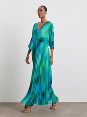Joanna Hope Green Pleated Maxi Dress - Image 3 of 4