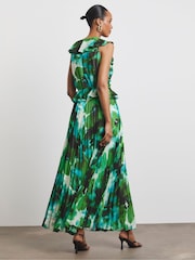 Joanna Hope Green Ruffle Corset Pleated Dress - Image 2 of 4