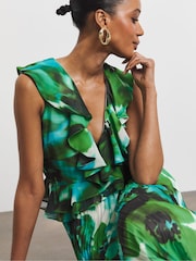 Joanna Hope Green Ruffle Corset Pleated Dress - Image 4 of 4