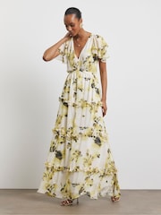 Joanna Hope Natural Ruffle Sleeve Dress - Image 1 of 4