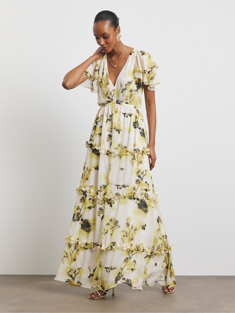 Joanna Hope Natural Ruffle Sleeve Dress - Image 1 of 4