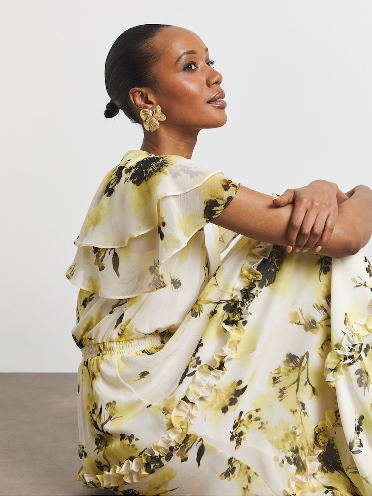 Joanna Hope Natural Ruffle Sleeve Dress - Image 4 of 4