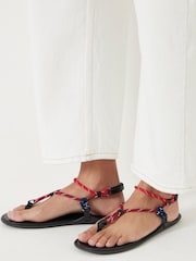 Hush Black Rope Detail Flat Sandals - Image 1 of 6