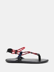Hush Black Rope Detail Flat Sandals - Image 3 of 6