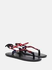 Hush Black Rope Detail Flat Sandals - Image 4 of 6