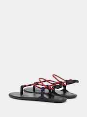 Hush Black Rope Detail Flat Sandals - Image 5 of 6
