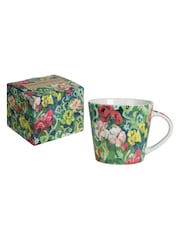 Designers Guild Set of 4 Vintage Green Tapestry Flower Mugs - Image 2 of 3