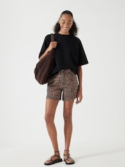 Hush Animal Leopard Print Essential Denim 100% Cotton Shorts - Image 1 of 5