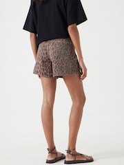 Hush Animal Leopard Print Essential Denim 100% Cotton Shorts - Image 4 of 5