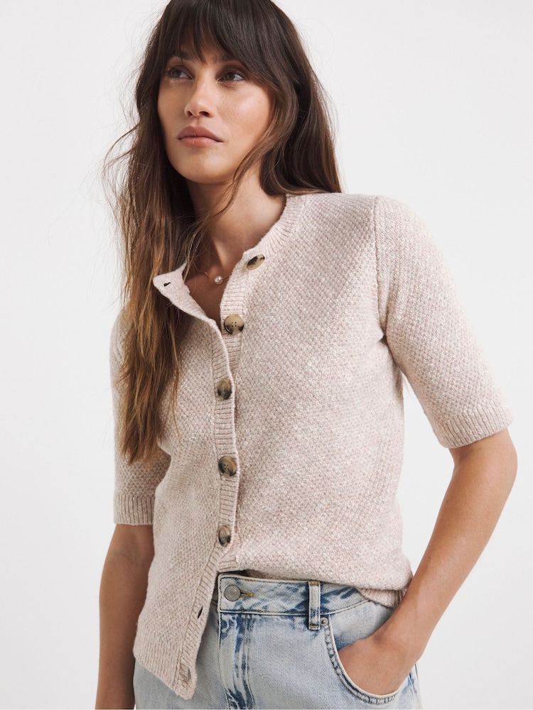 JD Williams Pink Short Sleeve Button Down Cardigan - Image 1 of 4 JD Williams Pink Short Sleeve Button Down Cardigan - Image 1 of 4