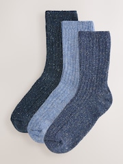 Tonal Blue Containing Wool Ankle Socks 3 Pack - Image 1 of 4