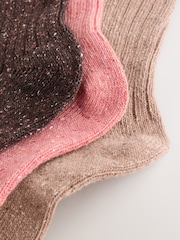 Pink/Neutral/Choc Containing Wool Ankle Socks 3 Pack - Image 6 of 6