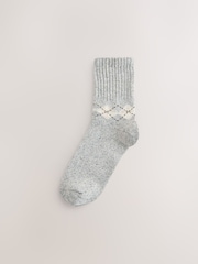 Neutral Argyle Thermal Wool Blend Ankle Socks 3 Pack With Silk - Image 3 of 5