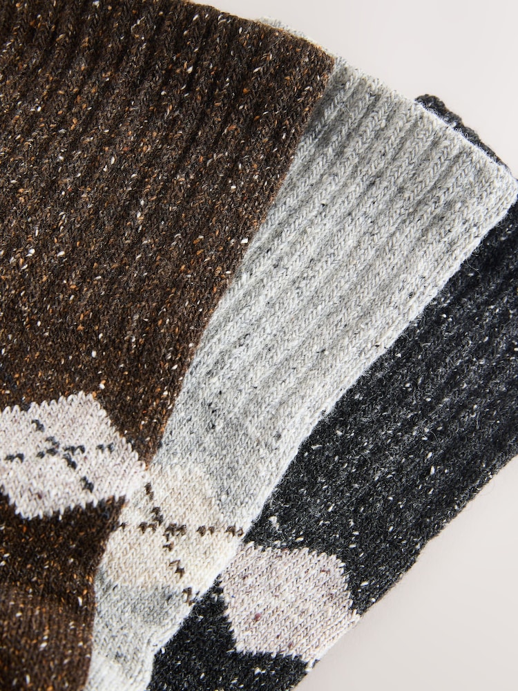 Neutral Argyle Thermal Wool Blend Ankle Socks 3 Pack With Silk - Image 5 of 5 Neutral Argyle Thermal Wool Blend Ankle Socks 3 Pack With Silk - Image 5 of 5