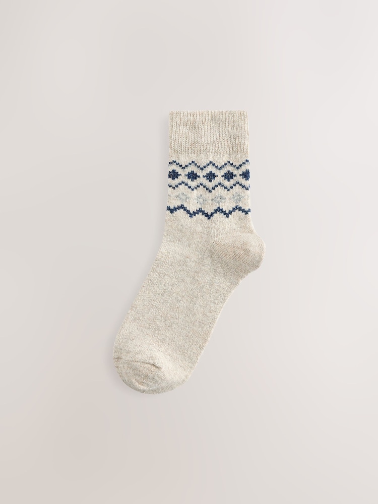 Blue Fairisle Containing Wool Ankle Socks 3 Pack - Image 2 of 6 Blue Fairisle Containing Wool Ankle Socks 3 Pack - Image 2 of 6