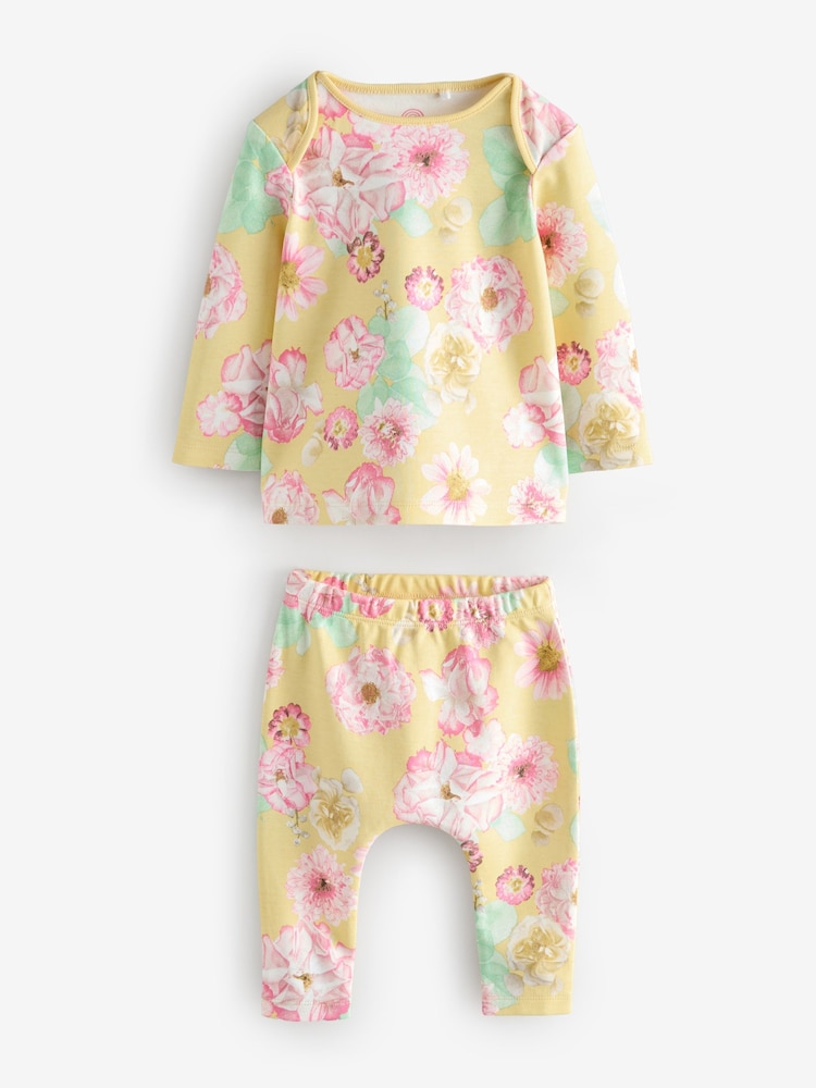 Yellow Floral Long Sleeve Top and Leggings Set - Image 1 of 1