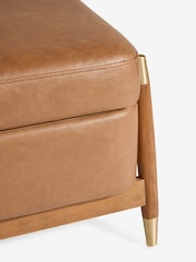 Vintaged Faux Leather Light Brown Flinton Small Wooden Storage Footstool - Image 9 of 11