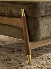 Plush Chenille Moss Green Flinton Large Wooden Storage Footstool - Image 6 of 10